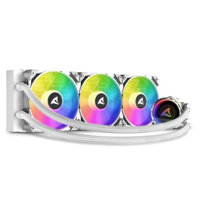 12. Sharkoon S90 All-in-One-Flüssigkeitskühler für Prozessoren, 12 cm, Weiß, 1 Stück