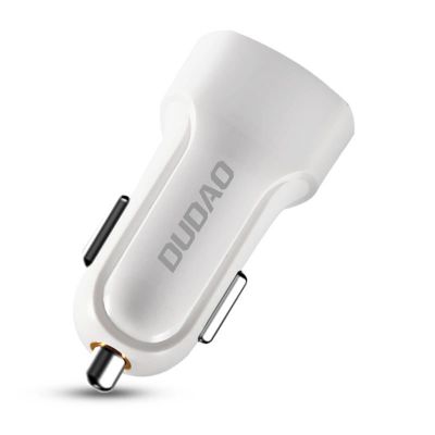 2. Dudao Car Kit Ladegerät 2x USB 2.4A + Kabel USB 3in1 Lightning / Type C / Micro USB Kabel weiß (R7 weiß)