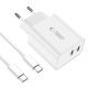 3. Tech-Protect C35W 2x USB-C PD 35W Netzwerkladegerät mit USB-C/USB-C-Kabel – Weiß