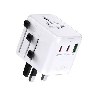SBS Reiseadapter 2xUSB-C 1xUSB-A Universal - Weiß