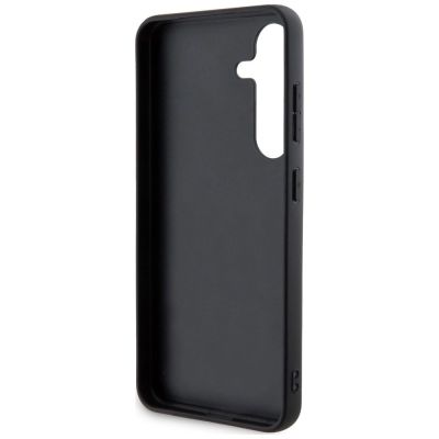 8. DKNY Lederhülle mit kariertem Monomuster und bedruckten Streifen für Samsung Galaxy S24+ – Schwarz