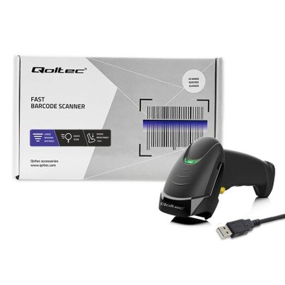 10. QOLTEC Laser-Barcodeleser 1D | 2D | Schwarz