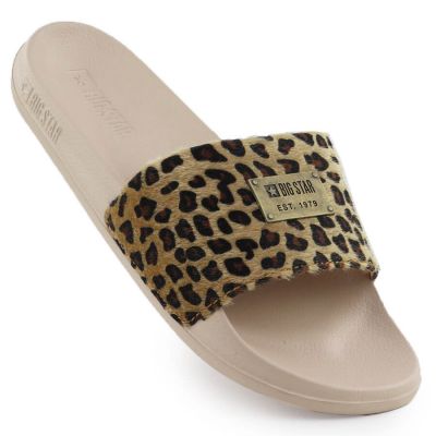4. Damen-Strand-Flip-Flops mit Leopardenmuster für den Pool, beige SS274715