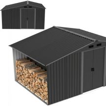 Metall-Gartengeräteregal mit Holzablage 308 x 245 x 202 cm