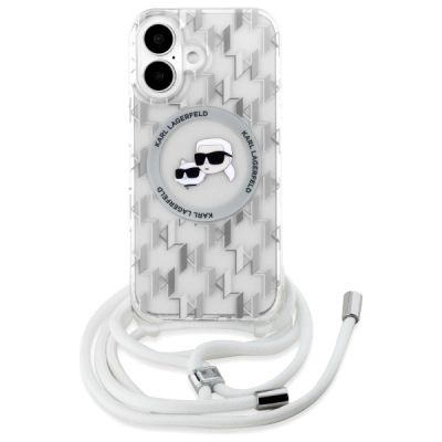 2. Karl Lagerfeld IML Crossbody Monogram Karl & Choupette Head MagSafe-Hülle für iPhone 16 – transparent