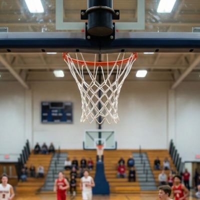 4. Basketballkorb-Ringnetz, weiß, 1 Stück / 12 Halter, PES 5, Netex