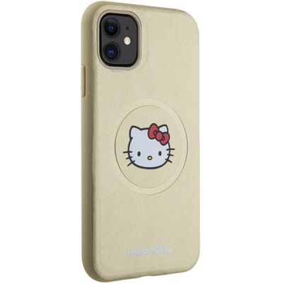 4. Hello Kitty Kitty Head MagSafe-Hülle aus Leder für iPhone 11 / Xr – Gold