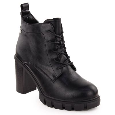 21. Damen-Stiefeletten mit Blockabsatz, schwarz M.Daszyński SA218-8