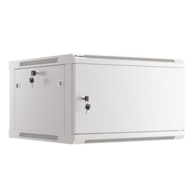 16. LANBERG Wandregal 19" 6HE 600x600 Metalltür Grau (Bausatz) WF01-6606-00S