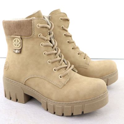 7. Beige Damen-Ankle-Boots mit Blockabsatz, Modell Rieker 74532-60