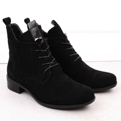 9. Damen-Boots mit Schnürung und Reißverschluss, warm gefüttert, schwarz M.Daszyński SA198-24