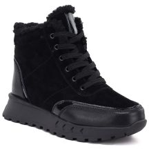 Damen-Lederstiefeletten mit Plateausohle, schwarz Jezzi 26BT17-488