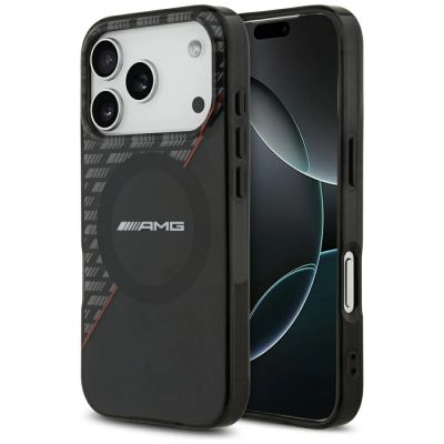 Mercedes AMG IML Doppelschicht-MagSafe-Hülle mit Rautenmuster für iPhone 18 Pro / 17 Pro – Schwarz und Rot