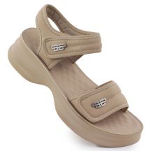 Damensandalen mit dicker Sohle und Klettverschluss, beige Potocki 105300