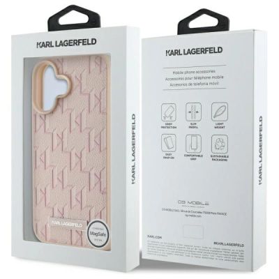 8. Karl Lagerfeld Hot Stamp Magsafe Hülle für iPhone 16 – Rosa