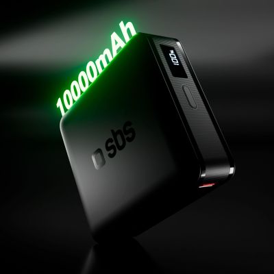 5. SBS HD 30W 10000mAh USB-C Powerbank mit LCD-Display – Schwarz