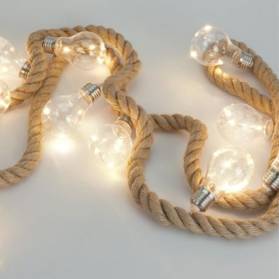 5. Seilbeleuchtung 30 LEDs 280 cm warmweiß Jute