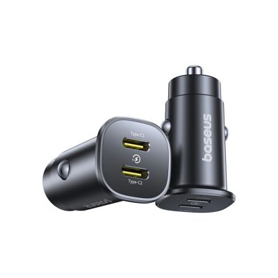 Baseus GoTrip 2 x USB-C 30W Autoladegerät - Schwarz