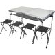 15. Klappbarer Campingtisch 120x60x70/62/55cm, 4 Stühle und Ablage