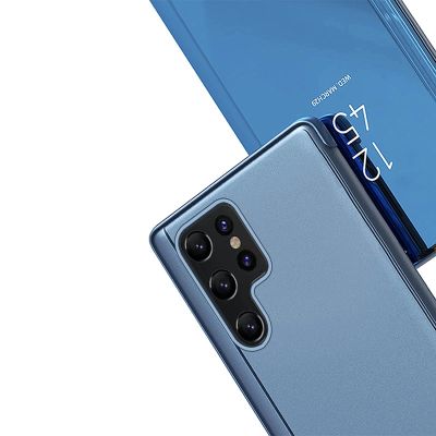 6. Clear View Case für Samsung S24+ mit Klappe – blau