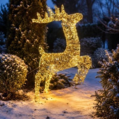 6. Rentier-Lichterdekoration mit Schleife, 50 x 88 cm, 720 LEDs