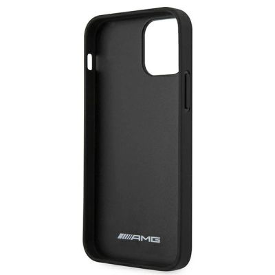 7. AMG Lederhülle mit geprägten Linien für iPhone 12 mini – Schwarz
