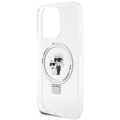 6. Karl Lagerfeld Ring Stand Karl&Choupette MagSafe Hülle für iPhone 13 Pro Max – weiß
