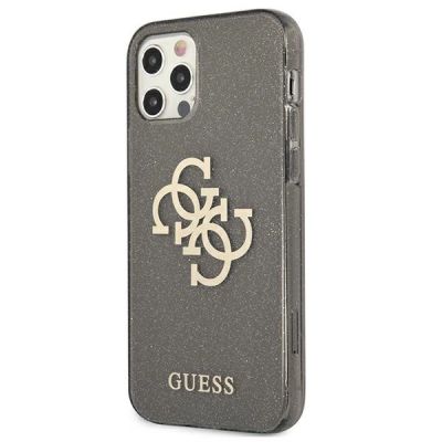 2. Guess GUHCP12LPCUGL4GBK iPhone 12 Pro Max 6,7" schwarz/schwarze Hartschale Glitter 4G Big Logo