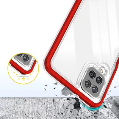 6. Klare 3in1 Hülle für Samsung Galaxy A22 4G Frame Gel Cover Rot