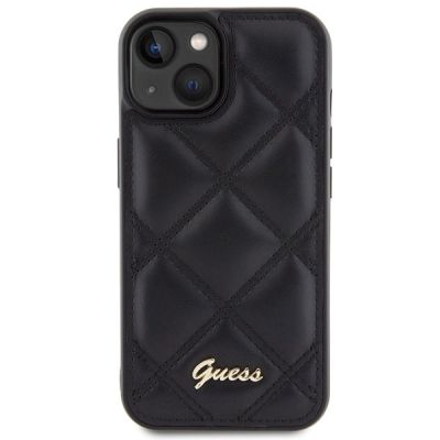 3. Guess Quilted Metal Logo Hülle für iPhone 15 – Schwarz