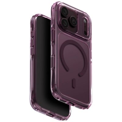 Uniq LifePro Xtreme Magclick Ladehülle für iPhone 18 Pro / 17 Pro – Transparentes Burgunderrot