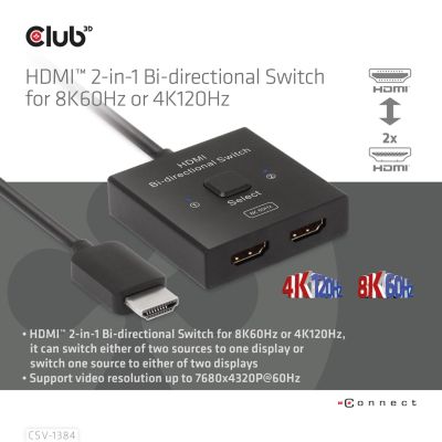 6. CLUB3D CSV-1384 KVM-Switch Schwarz