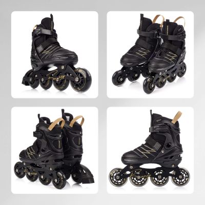 12. Meteor L 38-43 Buzzy Rollschuhe Schwarz/Gold