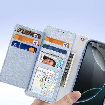 6. Dux Ducis Lawa iPhone 16 Pro Lederhülle mit abnehmbarer magnetischer Brieftasche - Blau