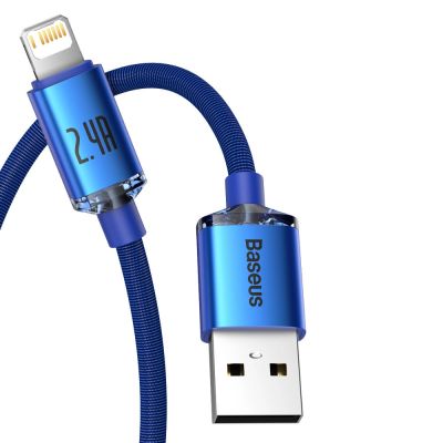 10. Baseus Crystal Shine Series Kabel USB-Kabel für schnelles Aufladen und Datenübertragung USB Typ A - Lightning 2.4A 2m blau (CAJY000103)