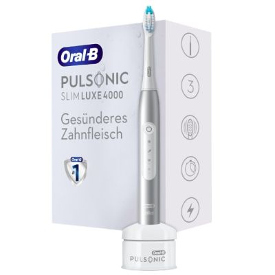 3. Oral-B Pulsonic Slim Luxe 4000 Ultraschallzahnbürste – Tägliche Pflege – Sensitiv – für weiße Zähne – 62.000 Bewegungen pro Minute – Platin – 2 Min.