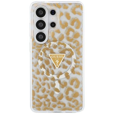 3. Guess IML Leopard Print Dreieckige MagSafe Hülle für Samsung Galaxy S26 Ultra - Braun