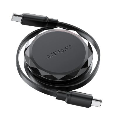 Acefast C13-03 USB-C – USB-C 60 W einziehbares Kabel – Schwarz