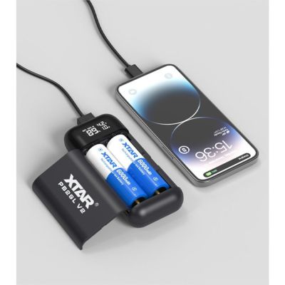 9. XTAR Ladegerät mit Powerbank-Funktion für zylindrische Li-Ionen-Akkus 18650/20700/21700, schwarz – 2 Kanäle PB2SLV2