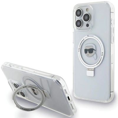 Karl Lagerfeld KLHMP15LHMRSKHH iPhone 15 Pro 6,1" weiß/weiß Hardcase Ring Stand Karl Head MagSafe
