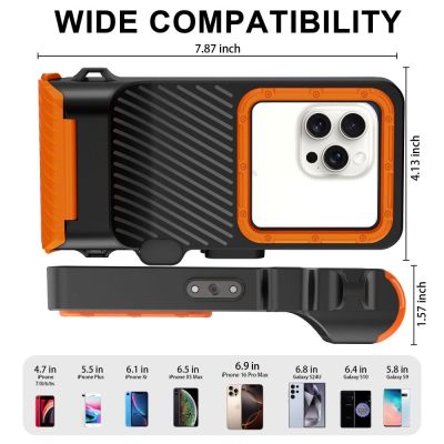 5. Tech-Protect IPX8 Pro wasserdichte Handyhülle – Orange und Schwarz