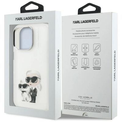 8. Karl Lagerfeld IML Aquarelle Karl & Choupette & Logo Hülle für iPhone 16 Pro Max - Weiß