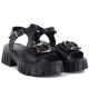 3. Schwarze Damen-Ledersandalen mit Plateau und Verzierungen, Vinceza 26-79611