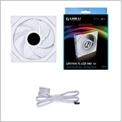 3. Lian Li Uni Fan TL LCD Computergehäuse, Prozessorlüfter 14cm Weiß 1 Stück.
