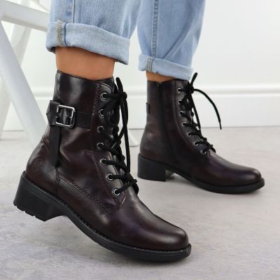 4. Damen-Ankle-Boots in Burgunderrot mit Schnalle, Rieker 75431-35