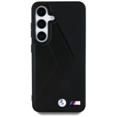 3. BMW Leder Oversized Stripes MagSafe Hülle für Samsung Galaxy S25 - Schwarz