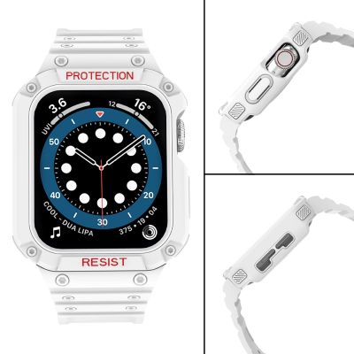 4. Schutzarmband für Apple Watch 42/44/45 mm Panzergehäuse-Armband - Weiß