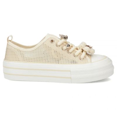 2. Damen-Sneaker aus Mesh mit Plateausohle, beige, Filippo DTN7855