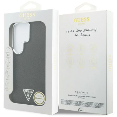 8. Guess Fixed Glitter Triangle MagSafe Hülle für Samsung Galaxy S26 Ultra – Schwarz