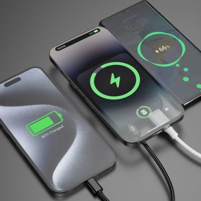 5. Dudao K14S+ 10000mAh 22,5W Magnetische Powerbank USB-A + USB-C kompatibel mit MagSafe und Ständer - Schwarz